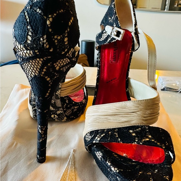 Cesare Paciotti Black and Cream Lace Heels